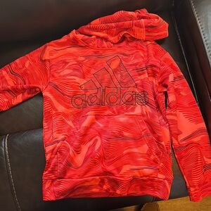 Adidas Red Sweatshirt Hoodie Soft Fleece Pullover